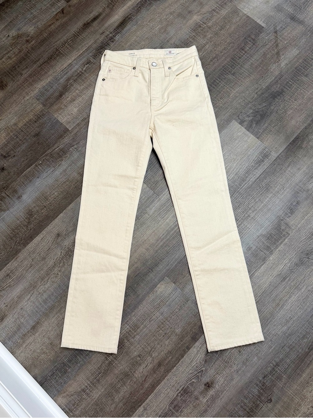 AG Adriano Goldschmied Isabelle High Rise Straight Crop Jeans Size 23 Ecru NWT